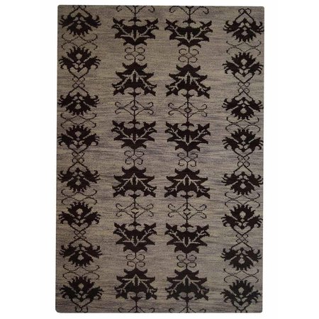 MICASA 5 x 8 ft. Rectangle Hand Knotted Floral Wool Area Rug Brown MI1782616